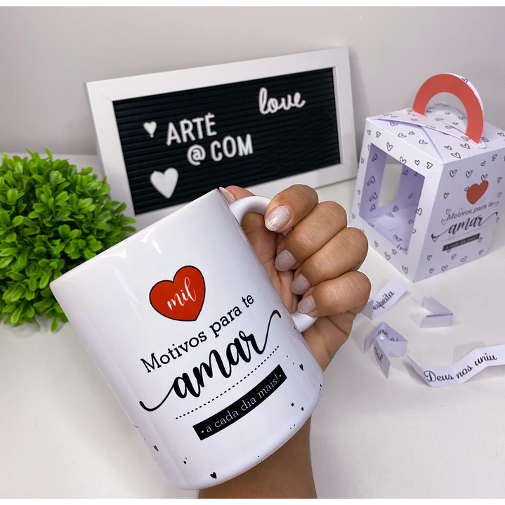 Artes para Caneca Dia dos Namorados e Maleta Motivos para te amar Arquivo Editável  1