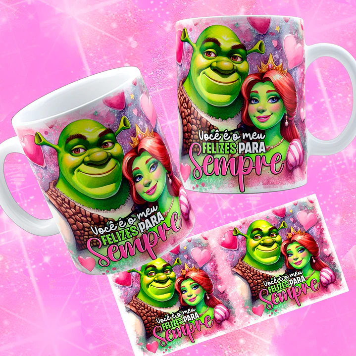 12 Artes para Caneca Dia dos Namorados Shuerk e Fiona Arquivo em Jpg 2