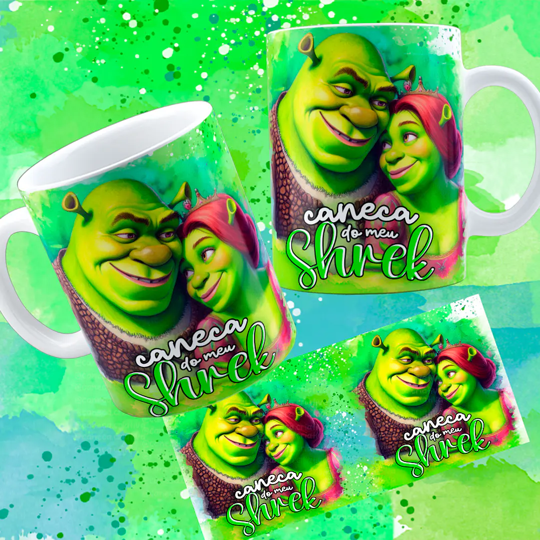 12 Artes para Caneca Dia dos Namorados Shuerk e Fiona Arquivo em Jpg 4