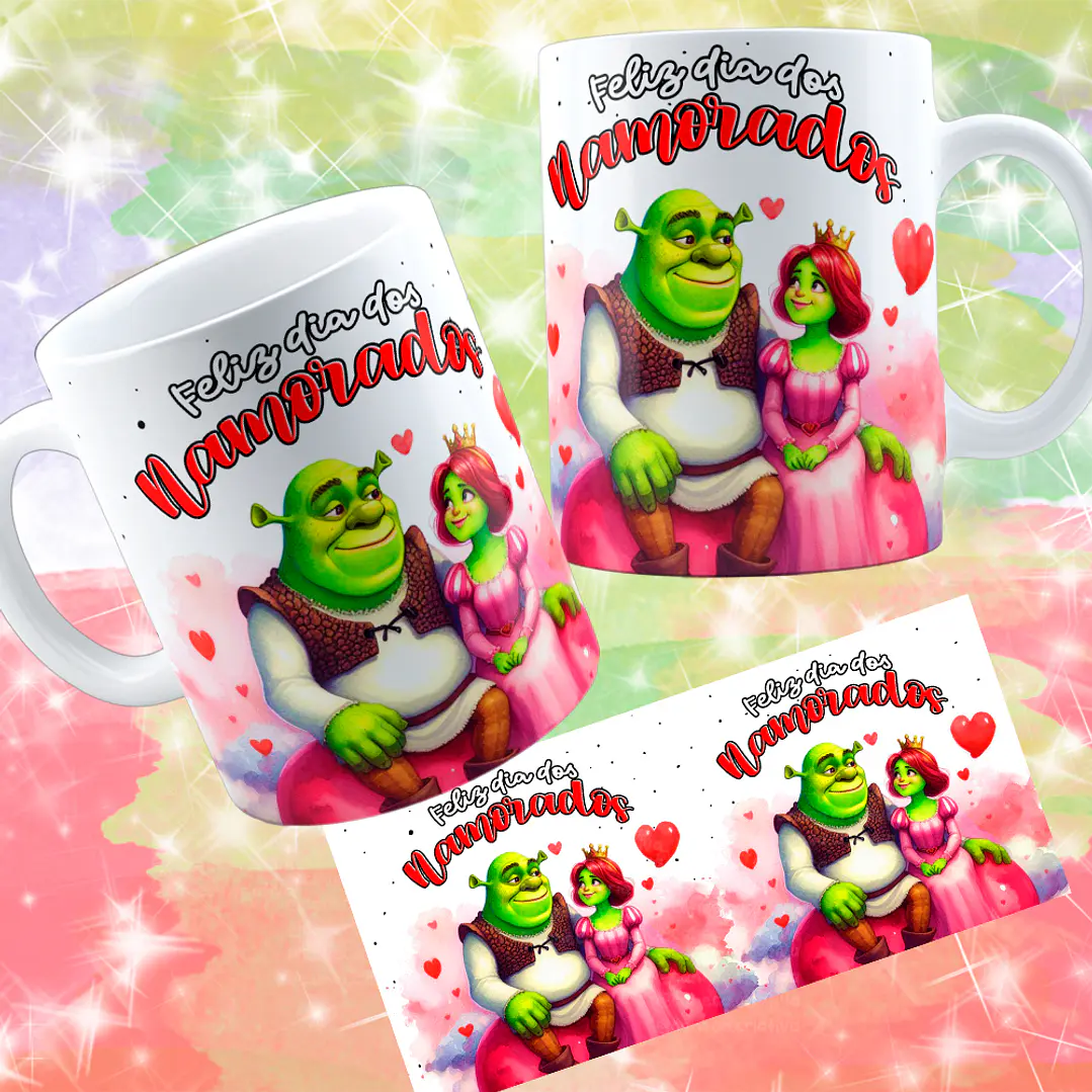 12 Artes para Caneca Dia dos Namorados Shuerk e Fiona Arquivo em Jpg 5