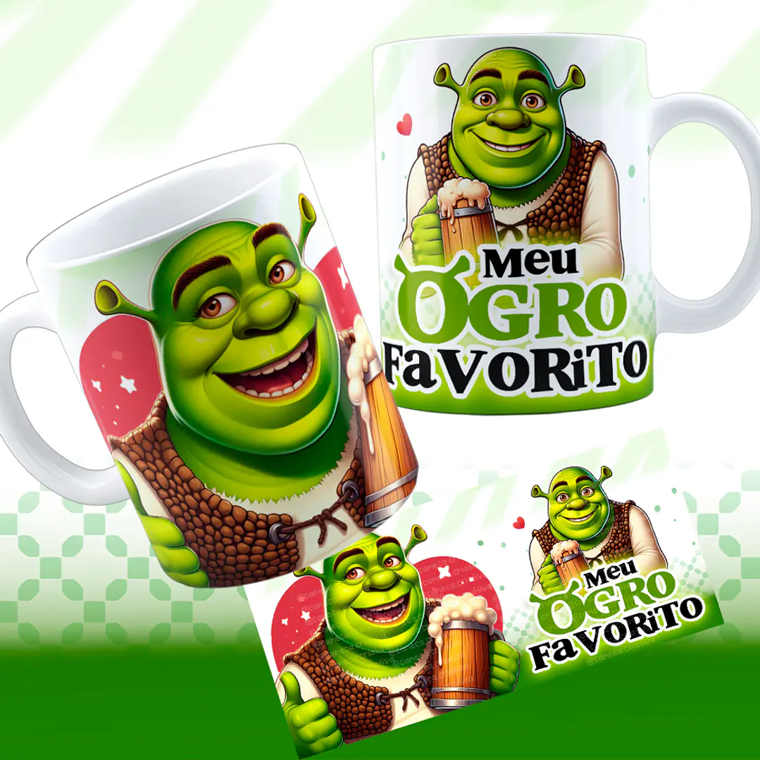 12 Artes para Caneca Dia dos Namorados Shuerk e Fiona Arquivo em Jpg 1