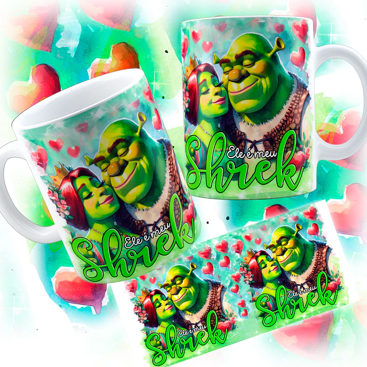 12 Artes para Caneca Dia dos Namorados Shuerk e Fiona Arquivo em Jpg 12