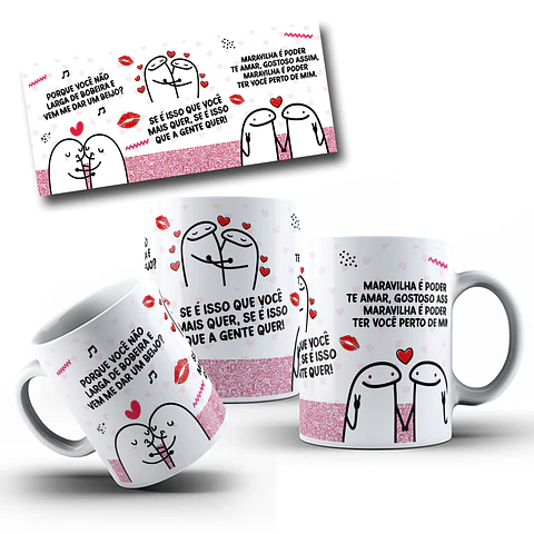 Arte para Caneca Porque você não larga de bobeira e vem me dar um beijo? Arquivo em Jpg 
