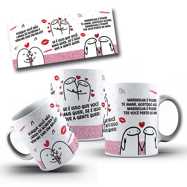Arte para Caneca Porque você não larga de bobeira e vem me dar um beijo? Arquivo em Jpg  1