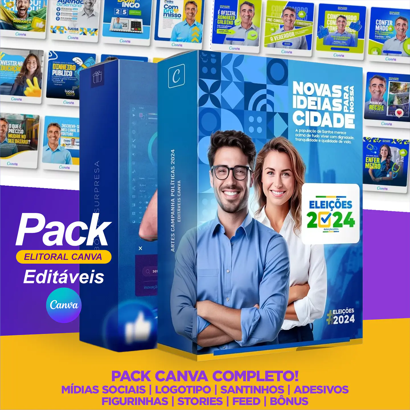Pack Canva Arte Politica, Campanha Eleitoral, Eleições, Político Editáveis + Atualizações 10