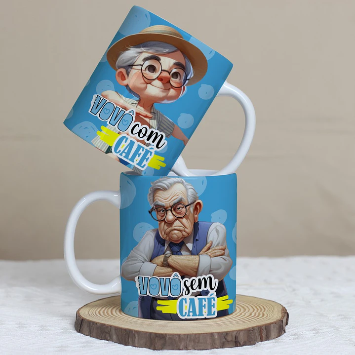 4 Artes Caneca Vovó com Café e Sem café Arquivo Editável 2
