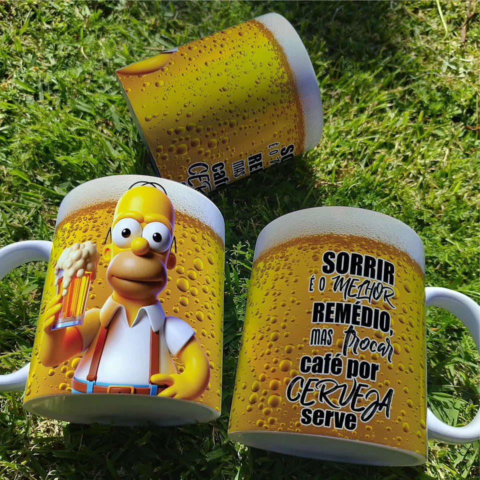 5 Artes Caneca Cerveja Homer Simpson Arquivo Editável  2