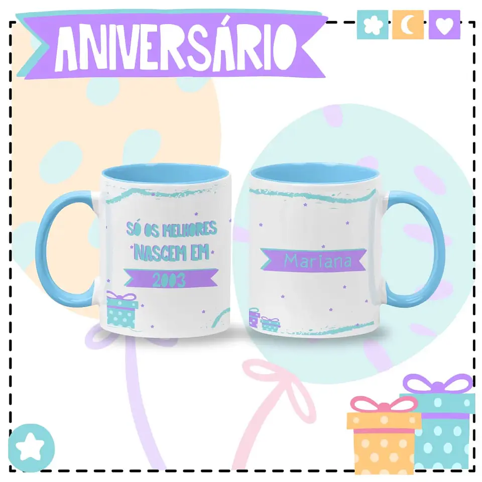 8 Artes para Caneca Aniversário Arquivo em Jpg  1