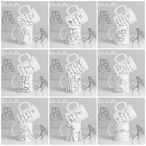 20 Artes para Caneca e Camisa Dia dos Pais em Linhas Arquivo Editável