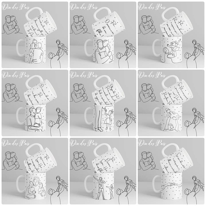 20 Artes para Caneca e Camisa Dia dos Pais em Linhas Arquivo Editável 1