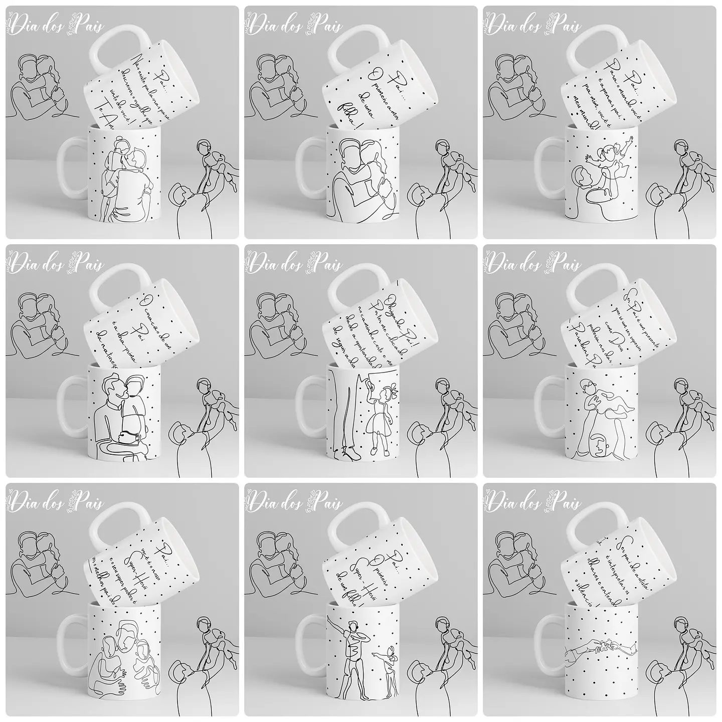 20 Artes para Caneca e Camisa Dia dos Pais em Linhas Arquivo Editável 1