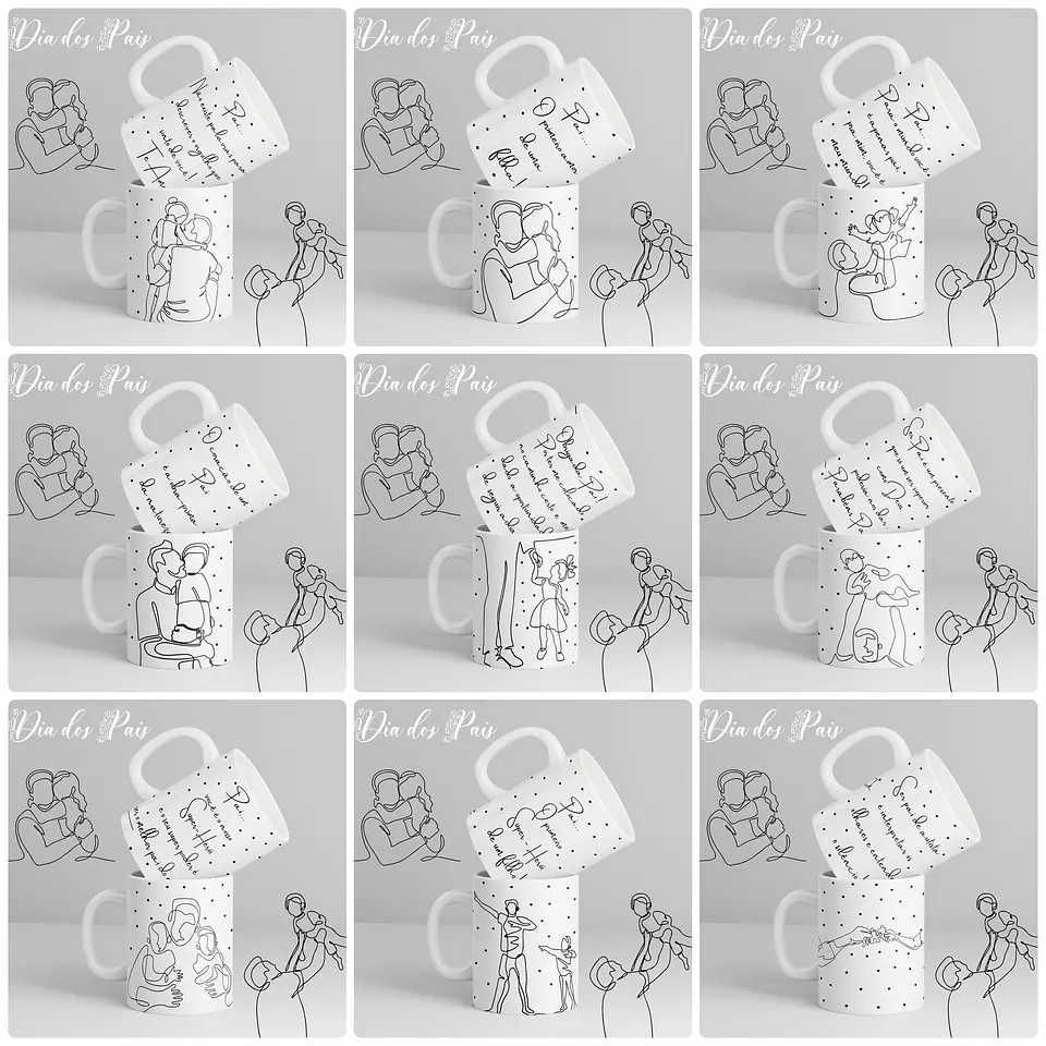 20 Artes para Caneca e Camisa Dia dos Pais em Linhas Arquivo Editável 1