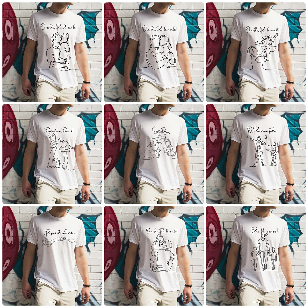 20 Artes para Caneca e Camisa Dia dos Pais em Linhas Arquivo Editável 2