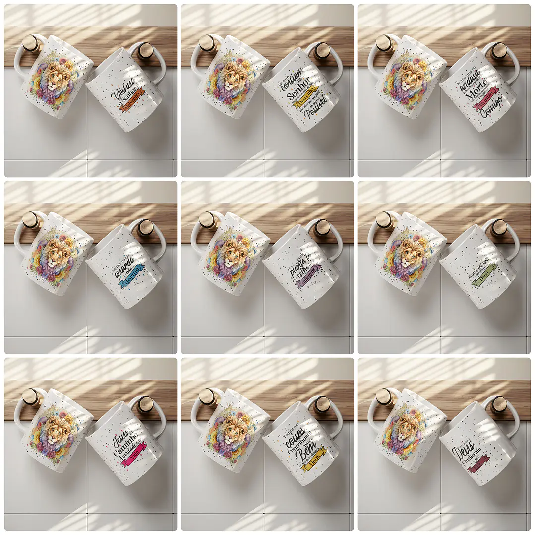 32 Artes para Caneca Cristã Leão de Judá Arquivo em Editável   2