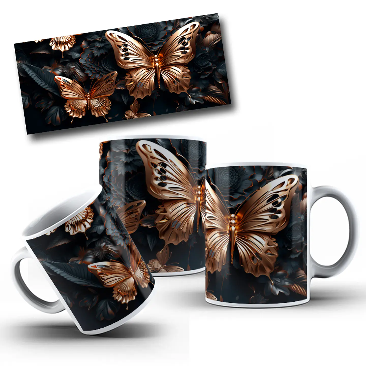 12 Artes para Caneca Borboleta 3d Arquivo em Jpg 5