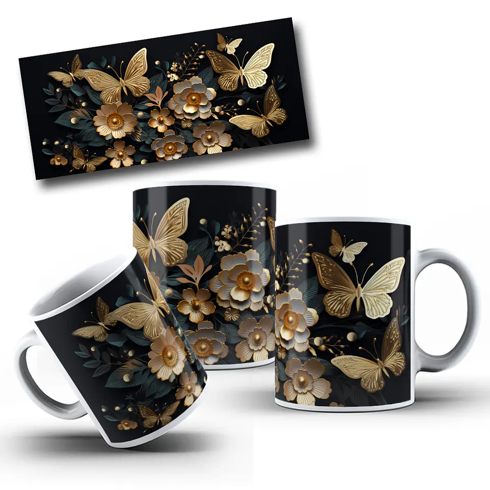 12 Artes para Caneca Borboleta 3d Arquivo em Jpg 9