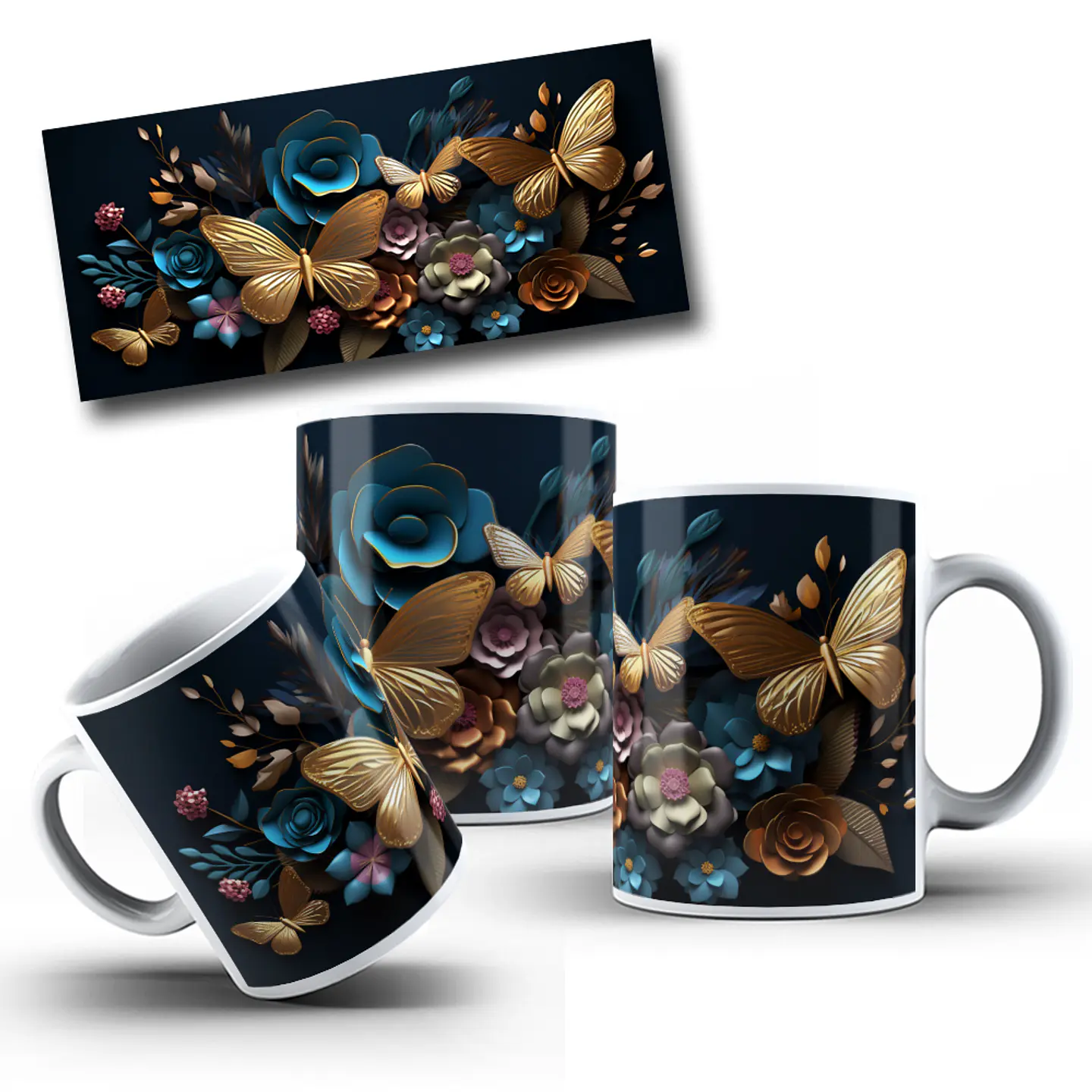 12 Artes para Caneca Borboleta 3d Arquivo em Jpg 10