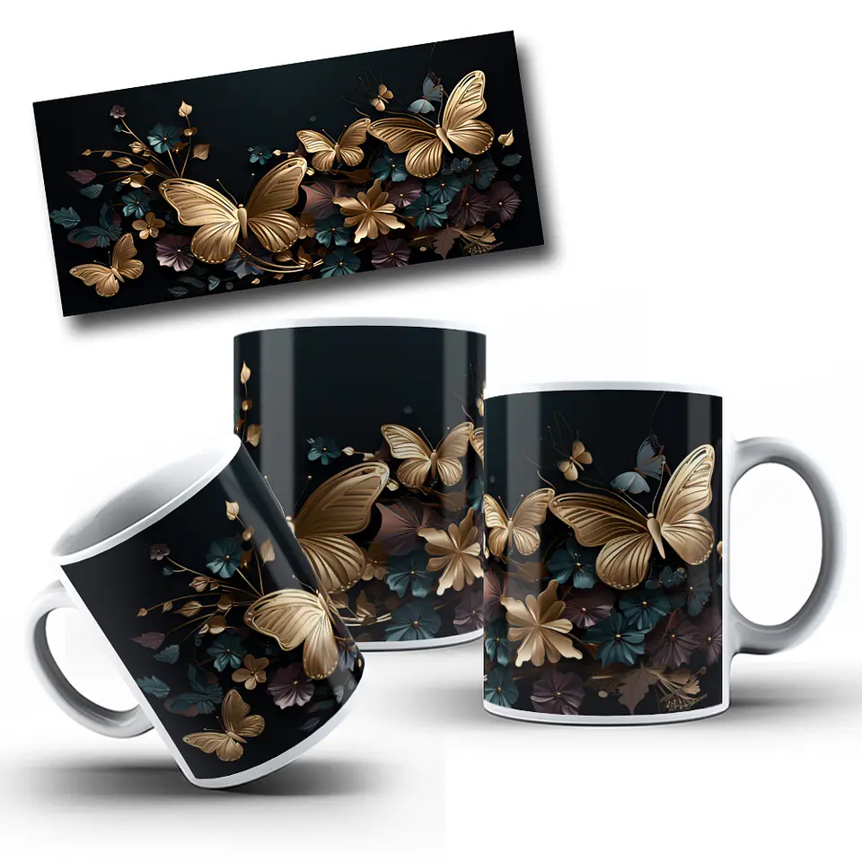12 Artes para Caneca Borboleta 3d Arquivo em Jpg 11