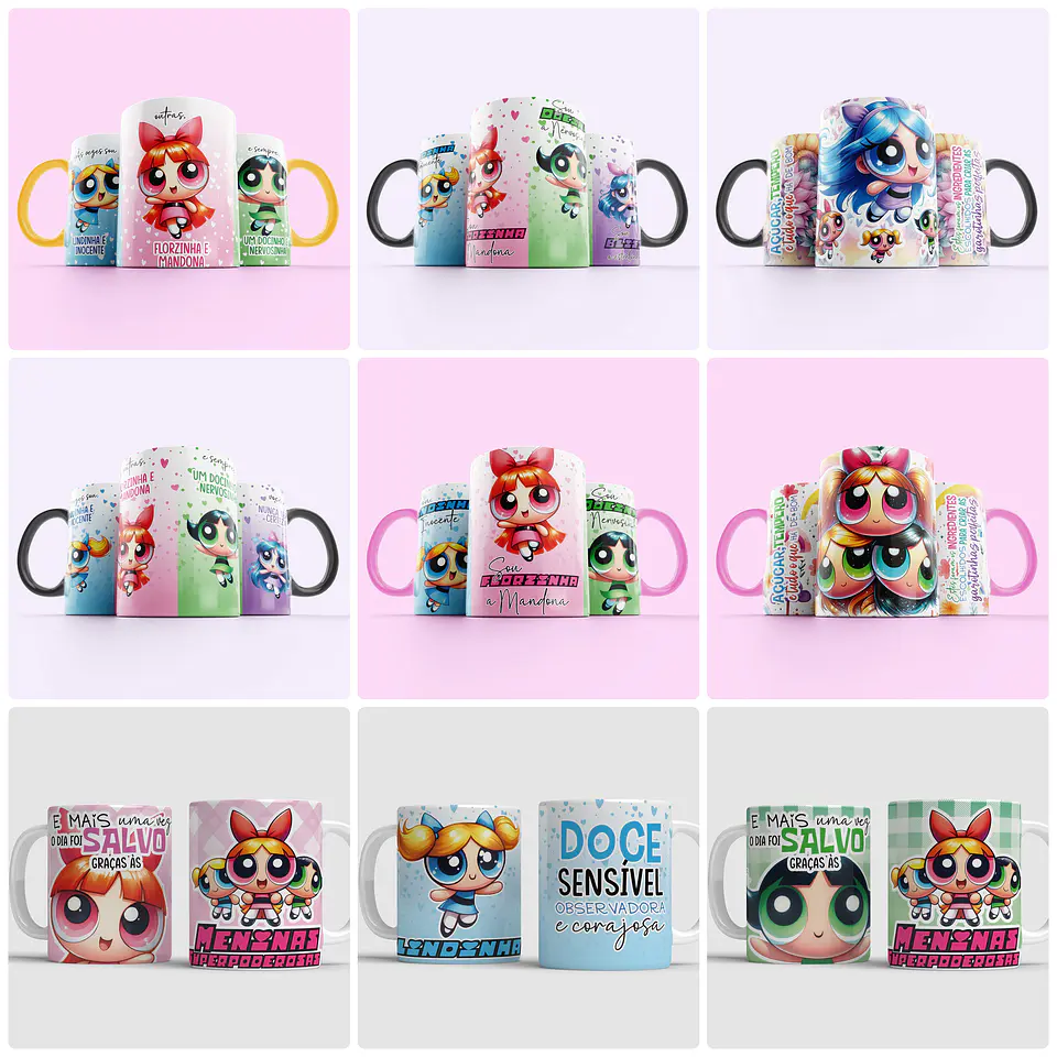 35 Artes para Caneca Meninas Super Poderosas Arquivo em Jpg  1