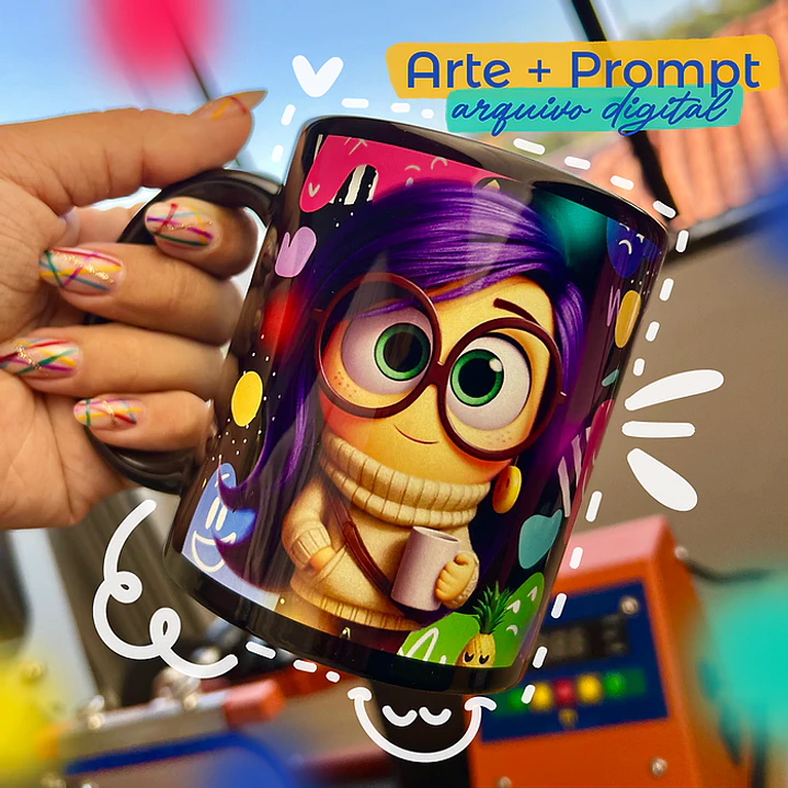 Artes para Caneca Divertidamente + Prompt Arquivo para Criação de Mascote 1