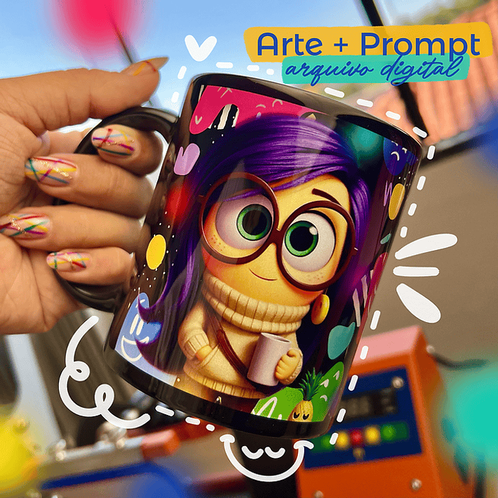 Artes para Caneca Divertidamente + Prompt Arquivo para Criação de Mascote 1