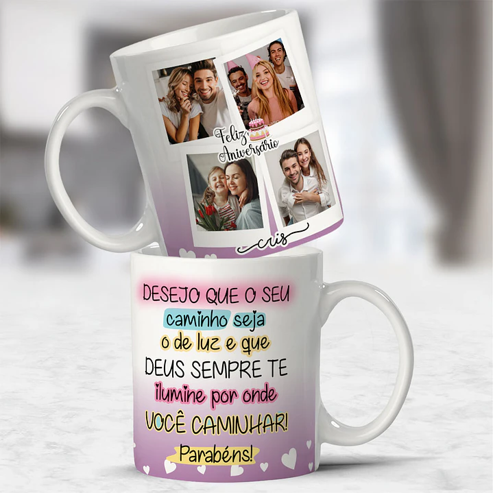 10 Artes para Caneca Feliz Aniversário com Foto Arquivo Editável  6