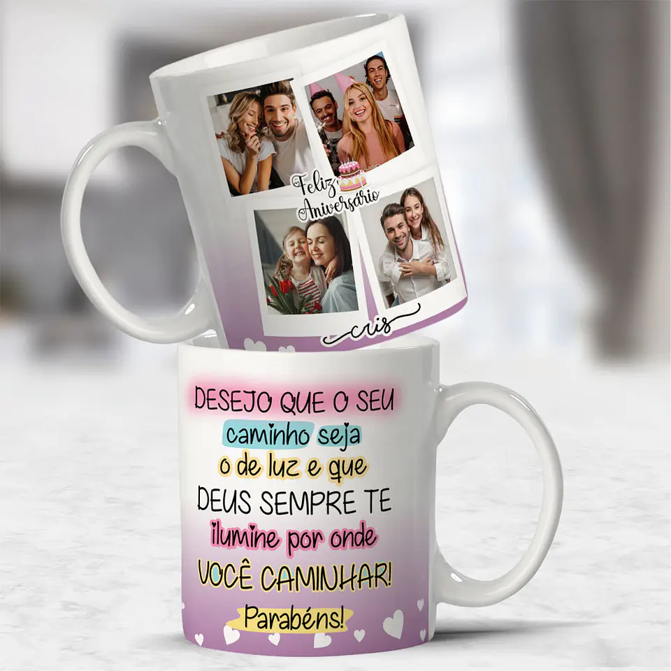 10 Artes para Caneca Feliz Aniversário com Foto Arquivo Editável  6