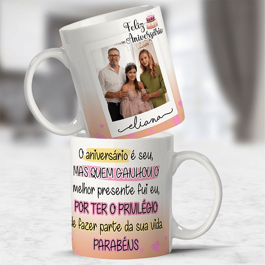 10 Artes para Caneca Feliz Aniversário com Foto Arquivo Editável 