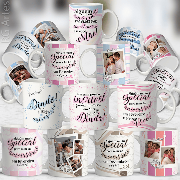 15 Artes para Caneca Aniversário Família Arquivo Editável  1