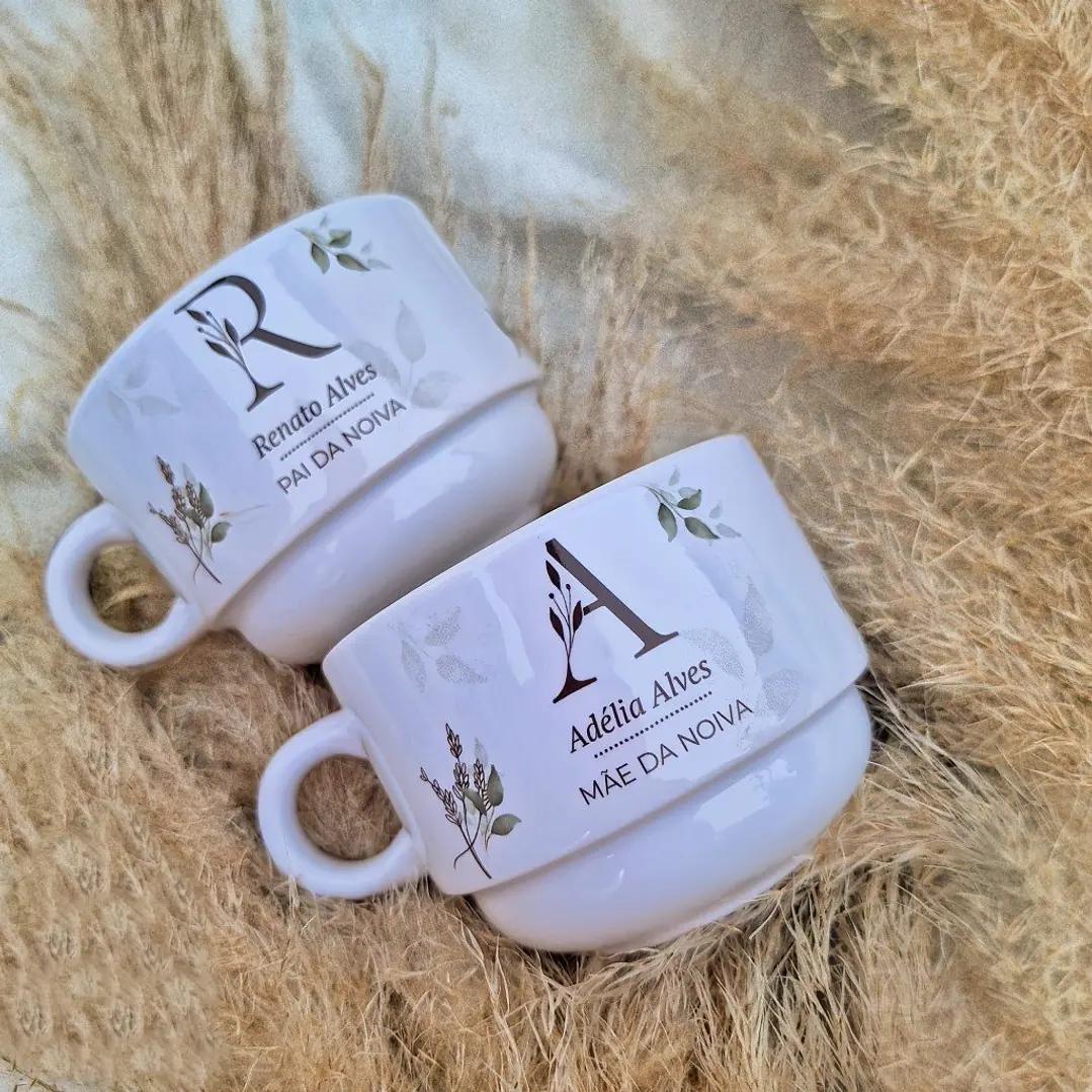 Arte para Caneca Floral Minimalista Convite de Casamento Arquivo Editável 1
