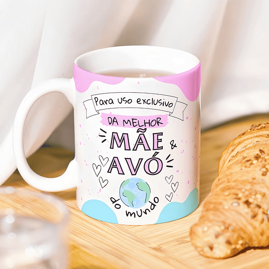 Arte para Caneca Para uso exclusivo da melhor Mãe e Avó do Mundo Arquivo em Jpg 