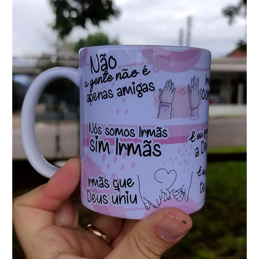 2 Artes Caneca Amigas Não a gente não é apenas amigas, nós somos irmãs Rosa e Azul Arquivo Editável 1