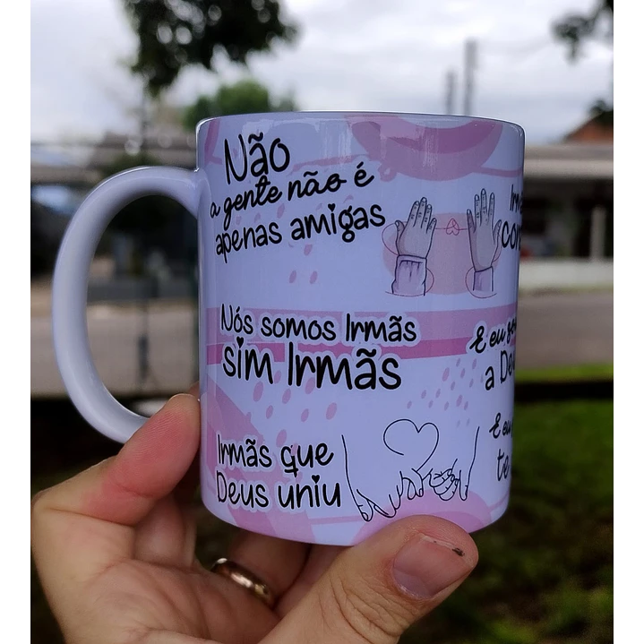 2 Artes Caneca Amigas Não a gente não é apenas amigas, nós somos irmãs Rosa e Azul Arquivo Editável 1