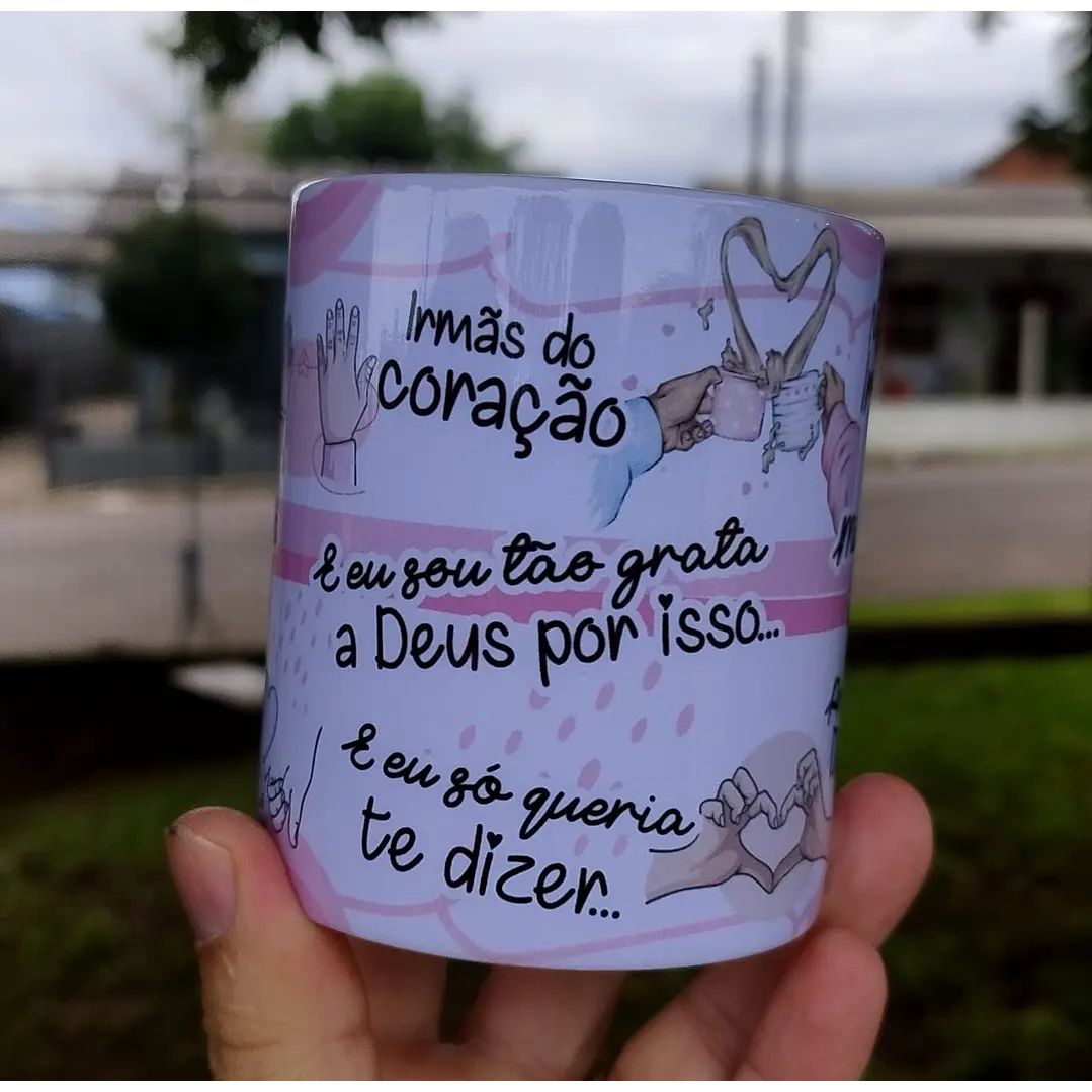 2 Artes Caneca Amigas Não a gente não é apenas amigas, nós somos irmãs Rosa e Azul Arquivo Editável 2