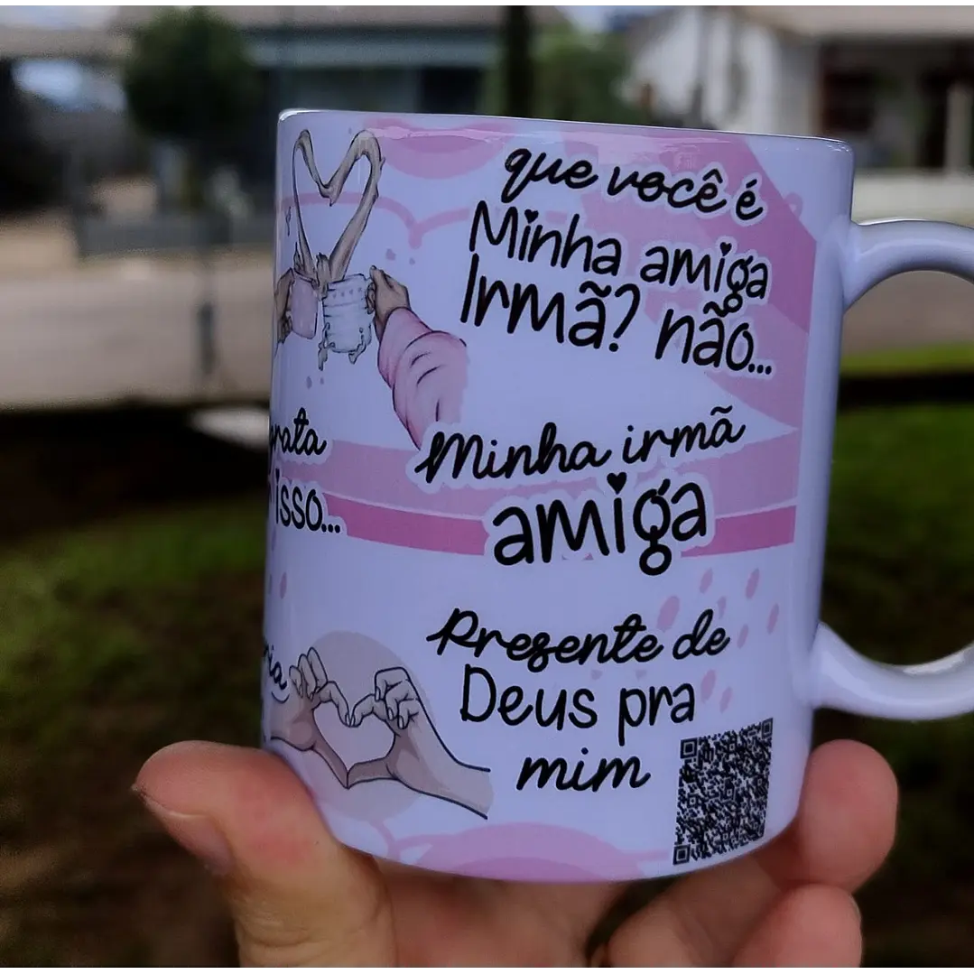 2 Artes Caneca Amigas Não a gente não é apenas amigas, nós somos irmãs Rosa e Azul Arquivo Editável 3