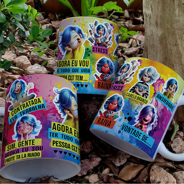 2 Artes Caneca Divertidamente CLT Emoções Arquivo em Jpg 2