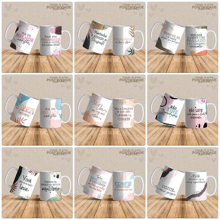 19 Artes Caneca Frases Positivas Arquivo Editável 1