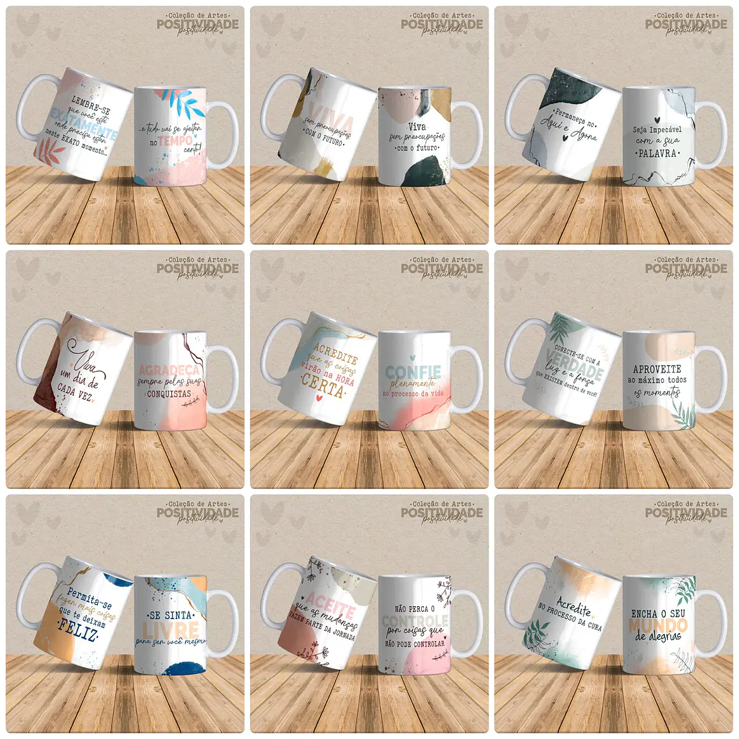 19 Artes Caneca Frases Positivas Arquivo Editável 2