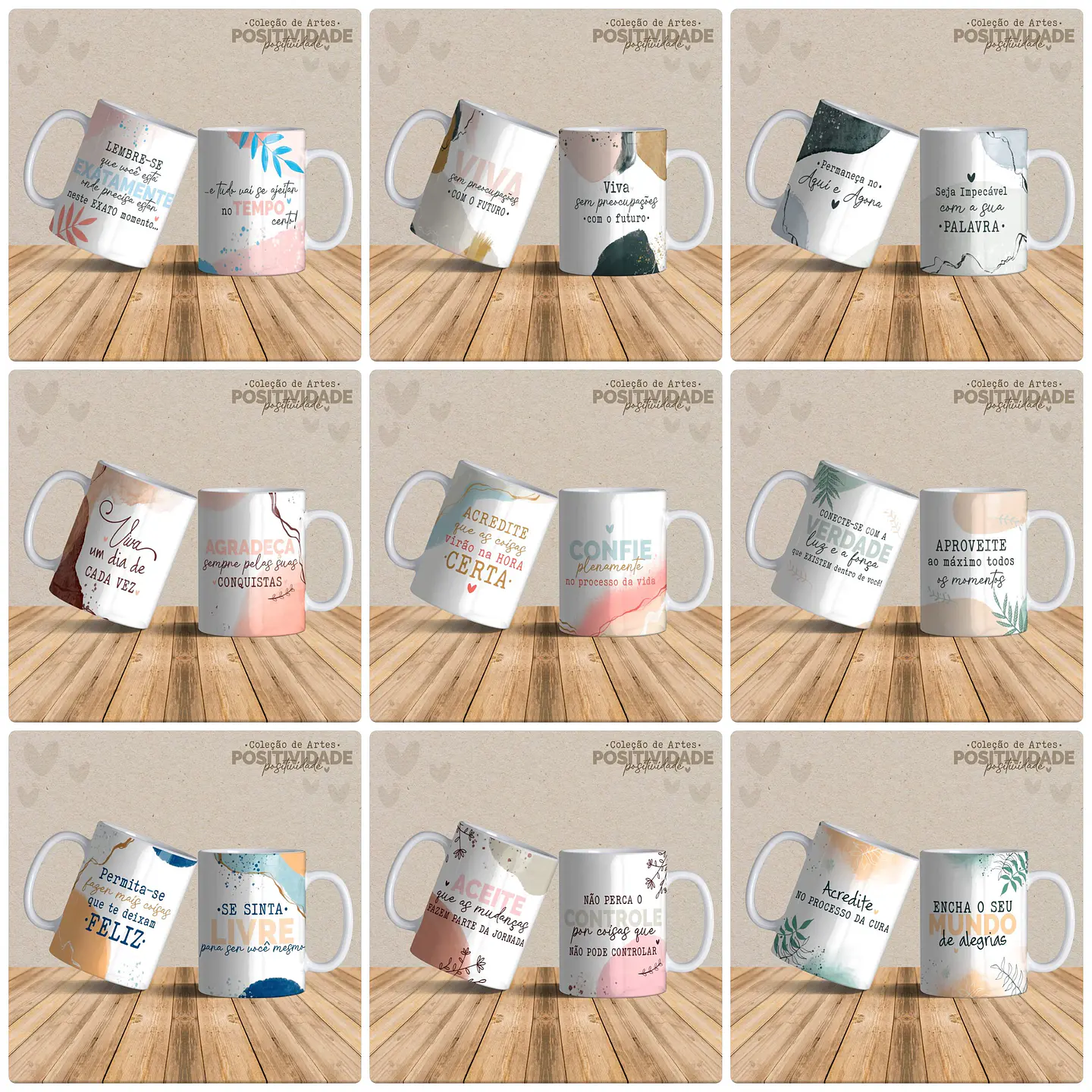19 Artes Caneca Frases Positivas Arquivo Editável 2