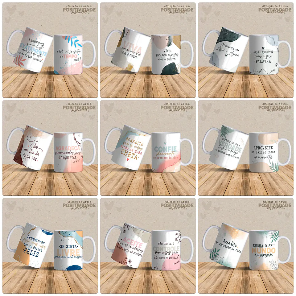 19 Artes Caneca Frases Positivas Arquivo Editável 2