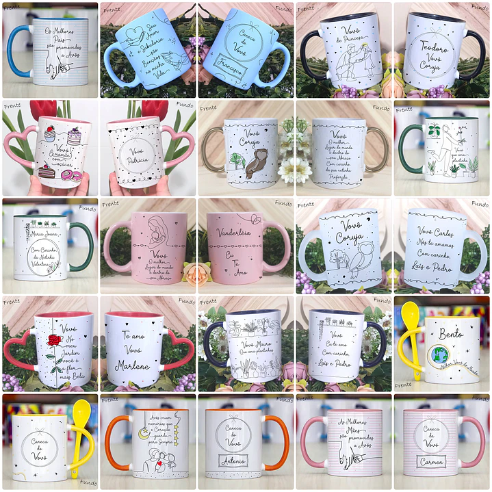 50 Artes Caneca Dia dos Avós em Linhas Arquivo em Jpg 1