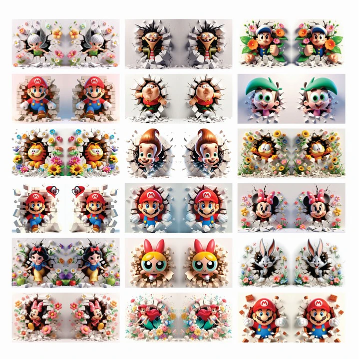 54 Artes Caneca Personagens 3d Arquivo em Jpg  6