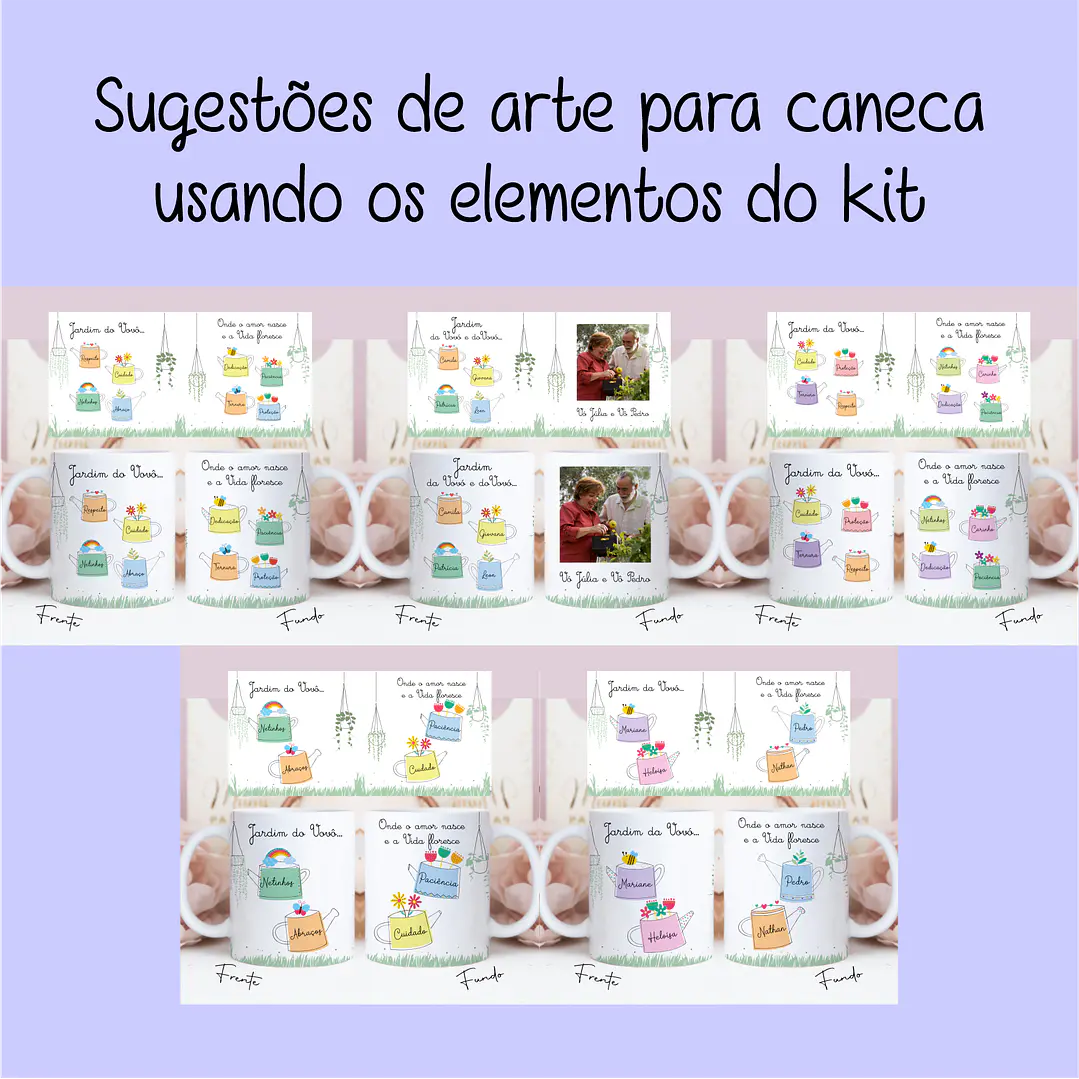 Artes para Caneca Dia dos Avós Meus Netinhos em Linhas Arquivo Png 2