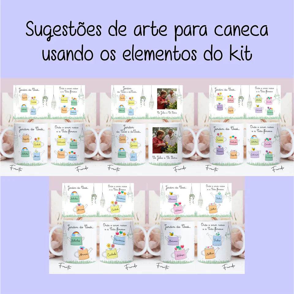 Artes para Caneca Dia dos Avós Meus Netinhos em Linhas Arquivo Png 2