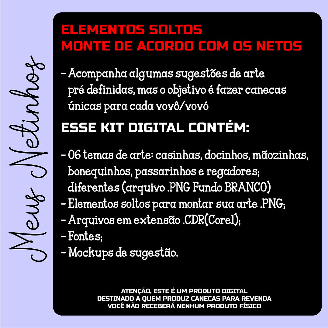 Artes para Caneca Dia dos Avós Meus Netinhos em Linhas Arquivo Png 3