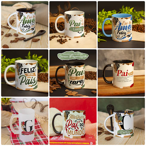 34 Artes para Caneca Dia dos Pais Alfabeto em Jpg