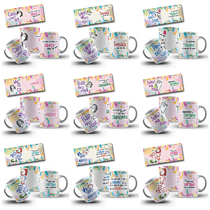 34 Artes para Caneca Flork Profissões Arquivo em Jpg 4