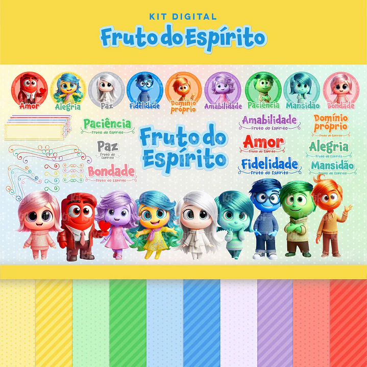 Kit Digital Divertidamente Fruto do Espirito em Png 1