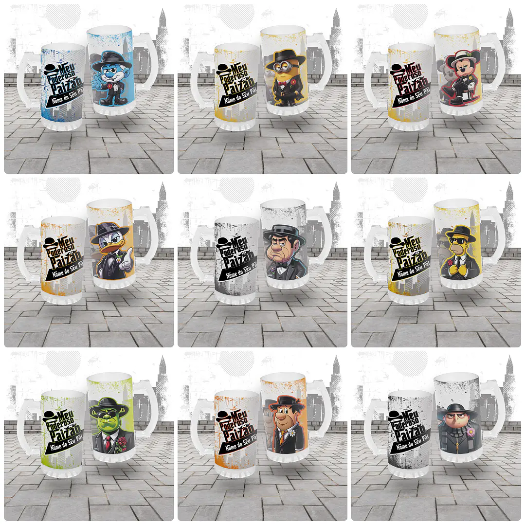 40 Artes para Caneca e Chopp Meu Poderoso Paizão Dia dos Pais Personagens Arquivo em Jpg  4