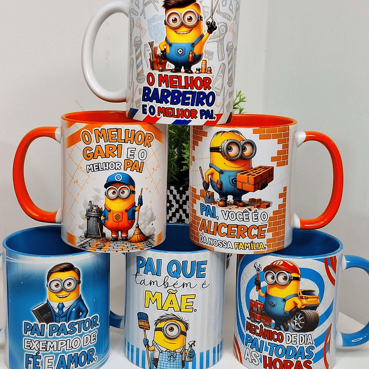 20 Artes para Caneca Minions Dia dos Pais Profissões Arquivo em Jpg  1